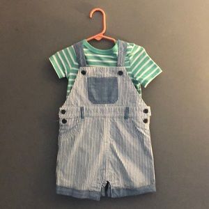 Overalls and t shirt